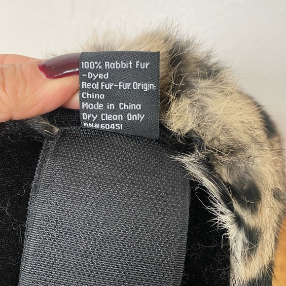 Surell Leopard Print Real Fur Head Wrap OS - Picture 6 of 7